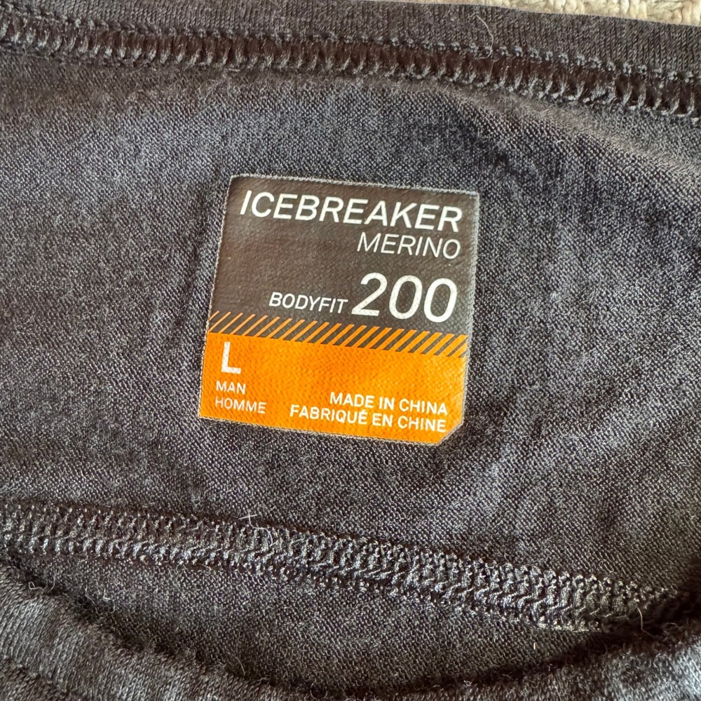 Icebreaker Bodyfit 200 Merino Wool Base Layer Top Mens Large Black Long Sleeve - Picture 4 of 9